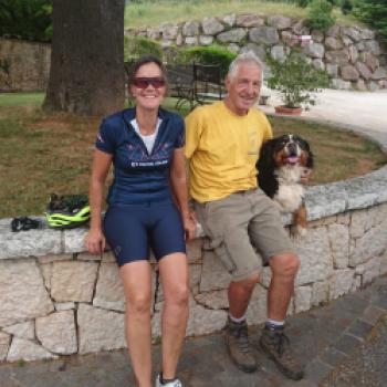 Unsere Autorin Maren Recken mit der italienischen Radsportlegende Francesco Moser  - (c) Maren Recken