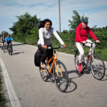 Noch kurz auf einem geteerten Radweg, dann geht es weiter auf Schotterstraße. Die Stille der Natur nimmt uns endgültig gefangen- (c) Jörg Bornmann