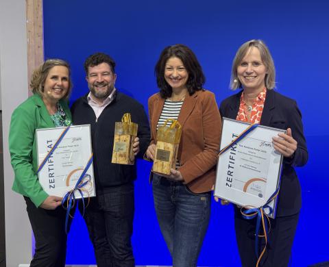 Martina Kiderle (ADFC Bayern), Marco Volpe (PDC Tourism), Susanne Volkheimer (Haßberge Tourismus e.V.), Petra Husemann-Roew (ADFC Bayern) - (c) ADFC Bayern Martina Kiderle (ADFC Bayern), Marco Volpe (PDC Tourism), Susanne Volkheimer (Haßberge Tourismus e.V.), Petra Husemann-Roew (ADFC Bayern) - (c) ADFC Bayern