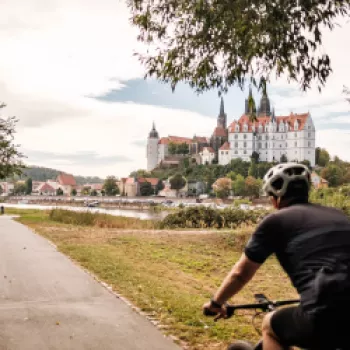 Auf dem Elberadweg in Meißen - Blick auf die Albrechtsburg - (c) Stephan Böhlig, CC BY-ND, Dresden Elbland