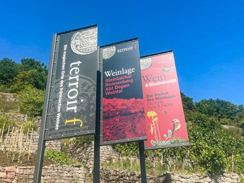 „terroir f Punkt Abt-Degen-Weintal", Ein magischer Ort am Abt-Degen-Weintal-Radweg für Genießer fränkischer Weine und der malerischen Landschaft der Haßberge - (c) Hassberge Tourismus
